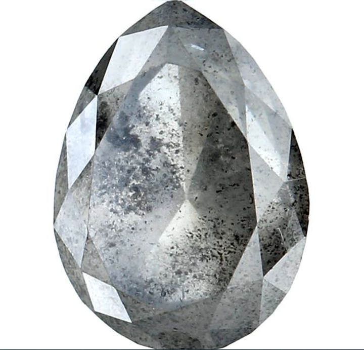 Salt and Pepper Diamond, 3.36 Ct Natural Gray Color Pear Cut Loose Diamonds for Engagement Ring