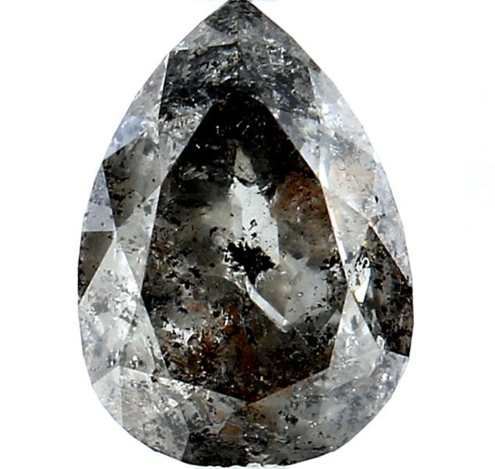 Salt and Pepper Diamond, 2.29 Ct Natural Gray Color Pear Cut Loose Diamonds for Engagement Ring