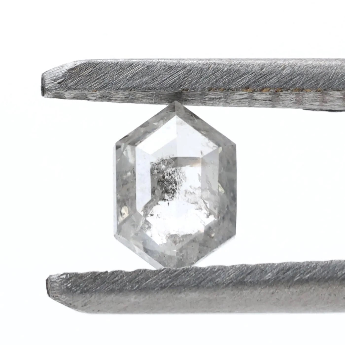 0.44 Ct Salt and Pepper Diamond, Natural Gray Hexagon Cut Loose Diamonds for Minimalist Engagement Ring