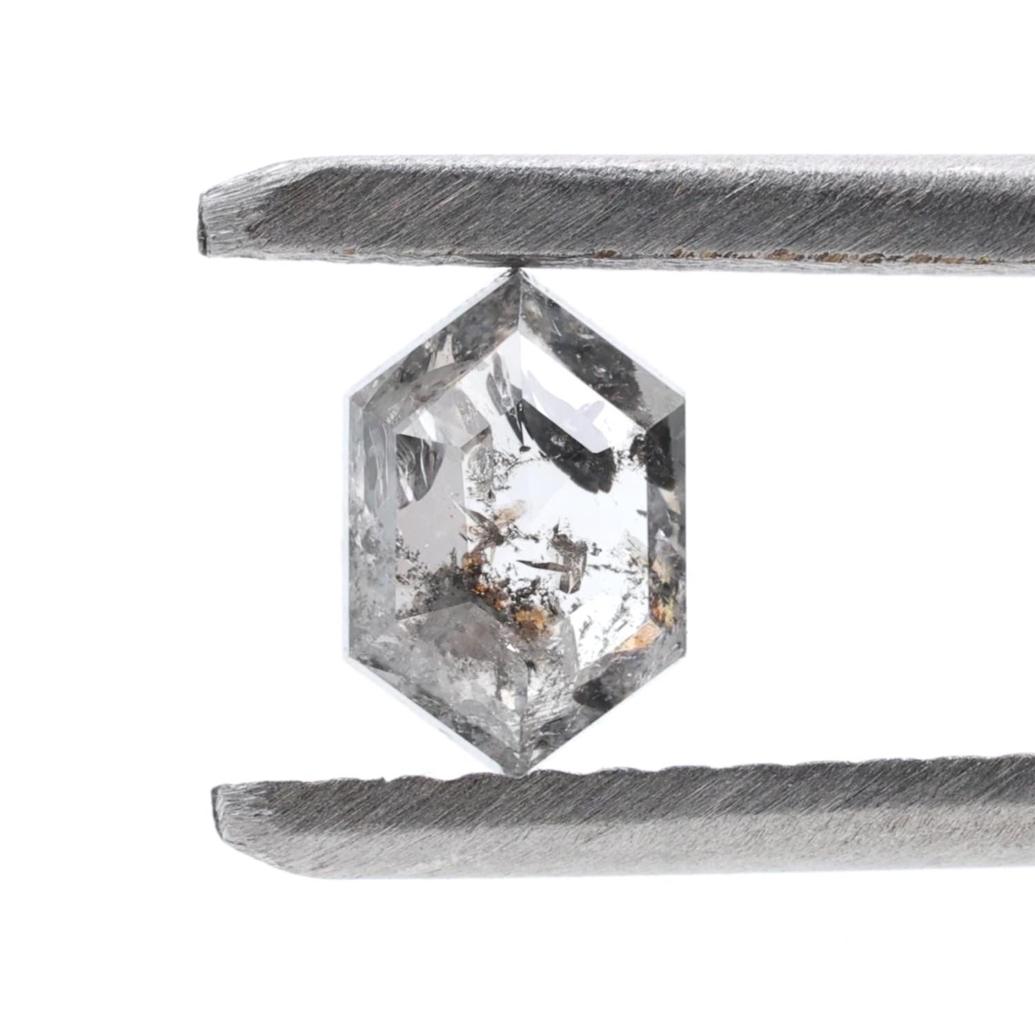 0.49 Ct Salt and Pepper Diamond, Natural Gray Hexagon Cut Loose Diamonds for Minimalist Engagement Ring