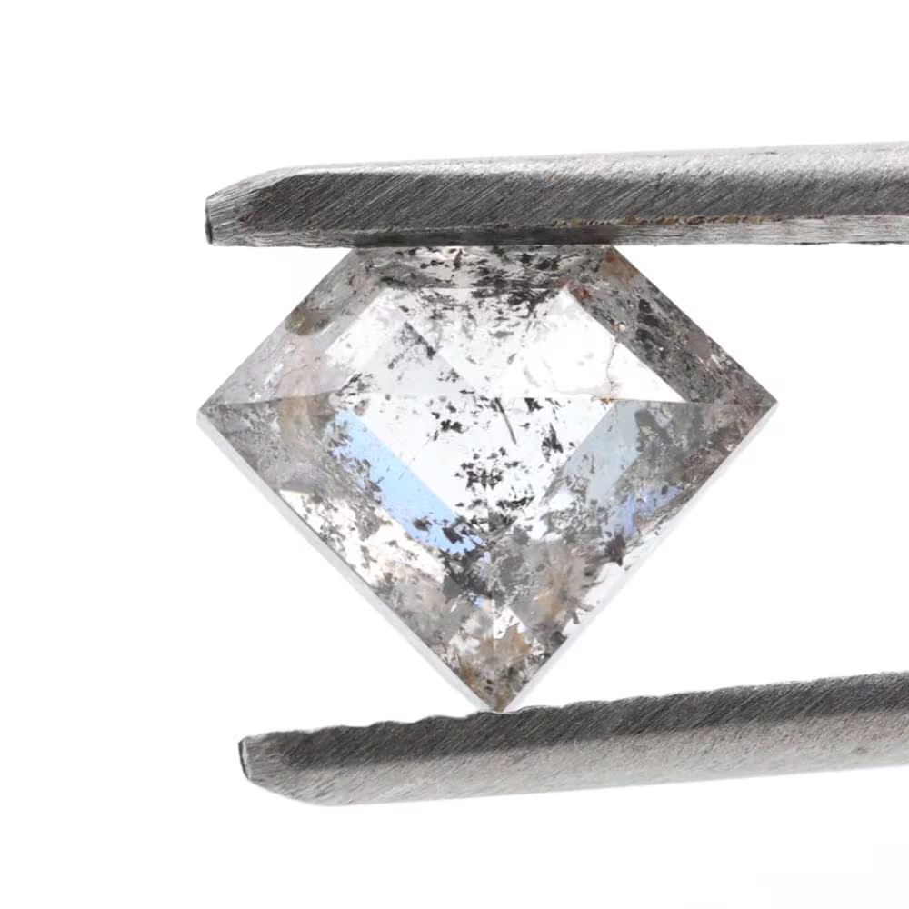 1.99 Ct Salt and Pepper Geomteric Diamond, Natural Gray Color Loose Diamonds for Wedding Ring