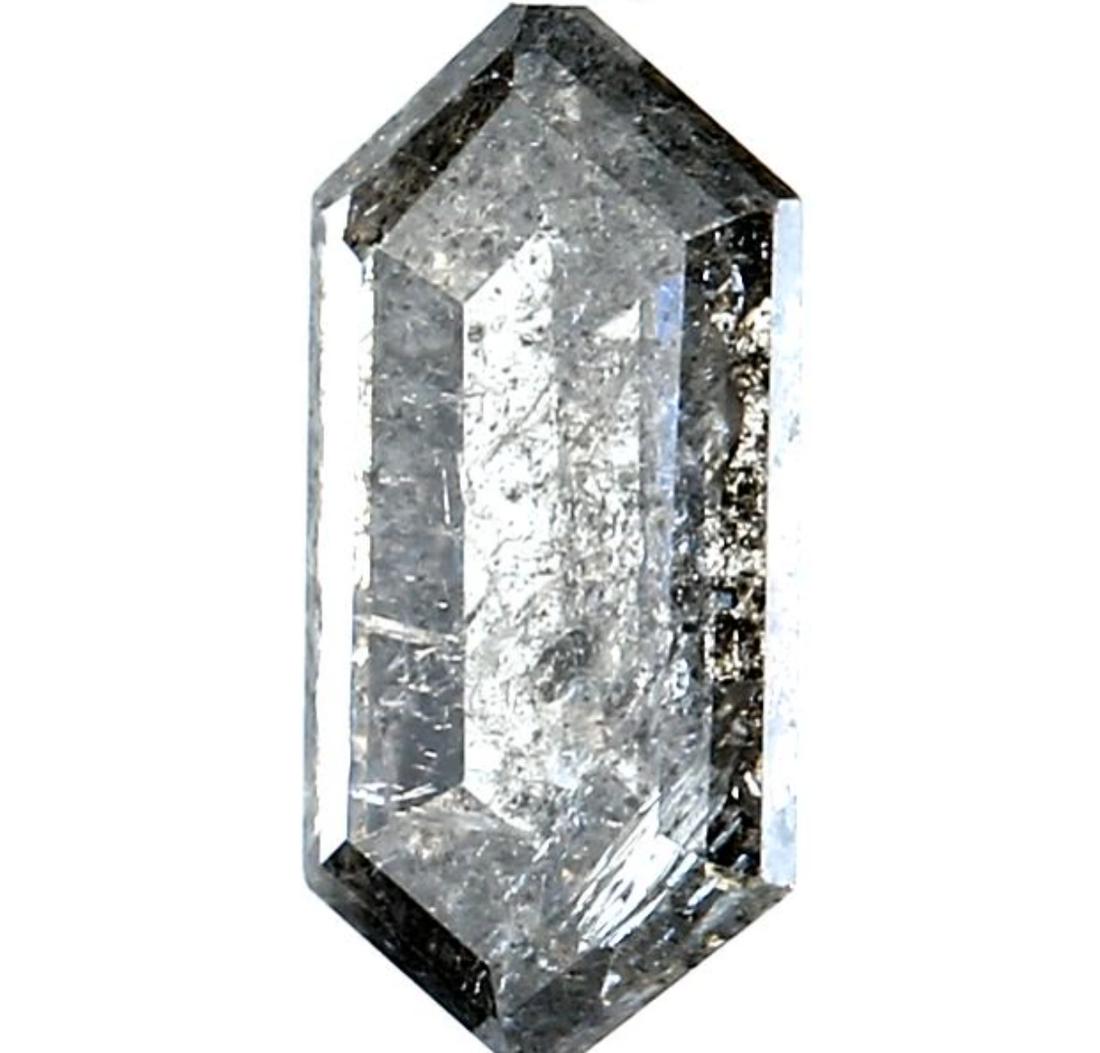 0.96 Ct Salt and Pepper Hexagon Diamond | Natural Gray Loose Diamond for Rings | Unique Rustic Earth Mined | Genuine Gray Diamond Gift For Her
