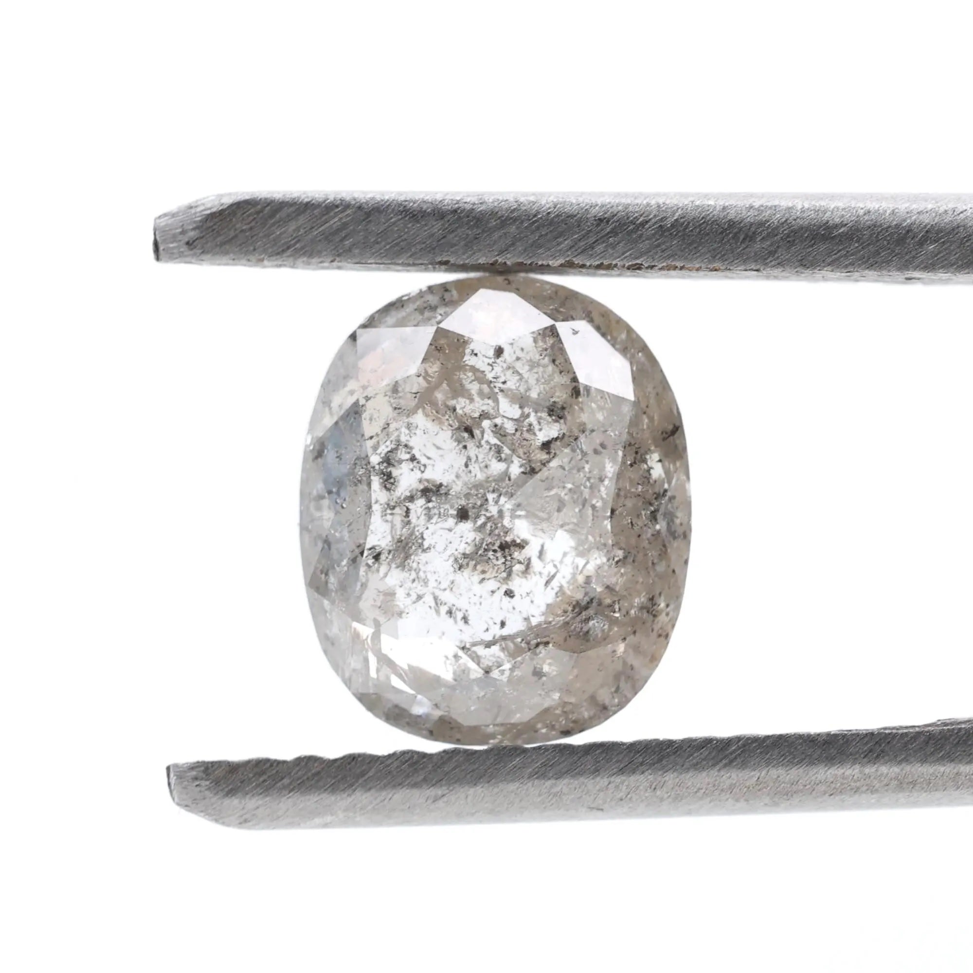 1.59 Ct Salt and Pepper Diamond, Natural Gray Oval Cut Loose Diamonds for Minimalist Engagement Ring