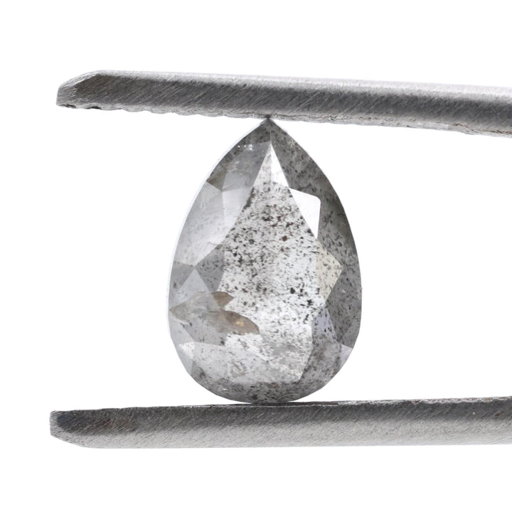 1.57 Ct Salt and Pepper Diamond, Natural Gray Color Pear Cut Loose Diamonds for Engagement Ring