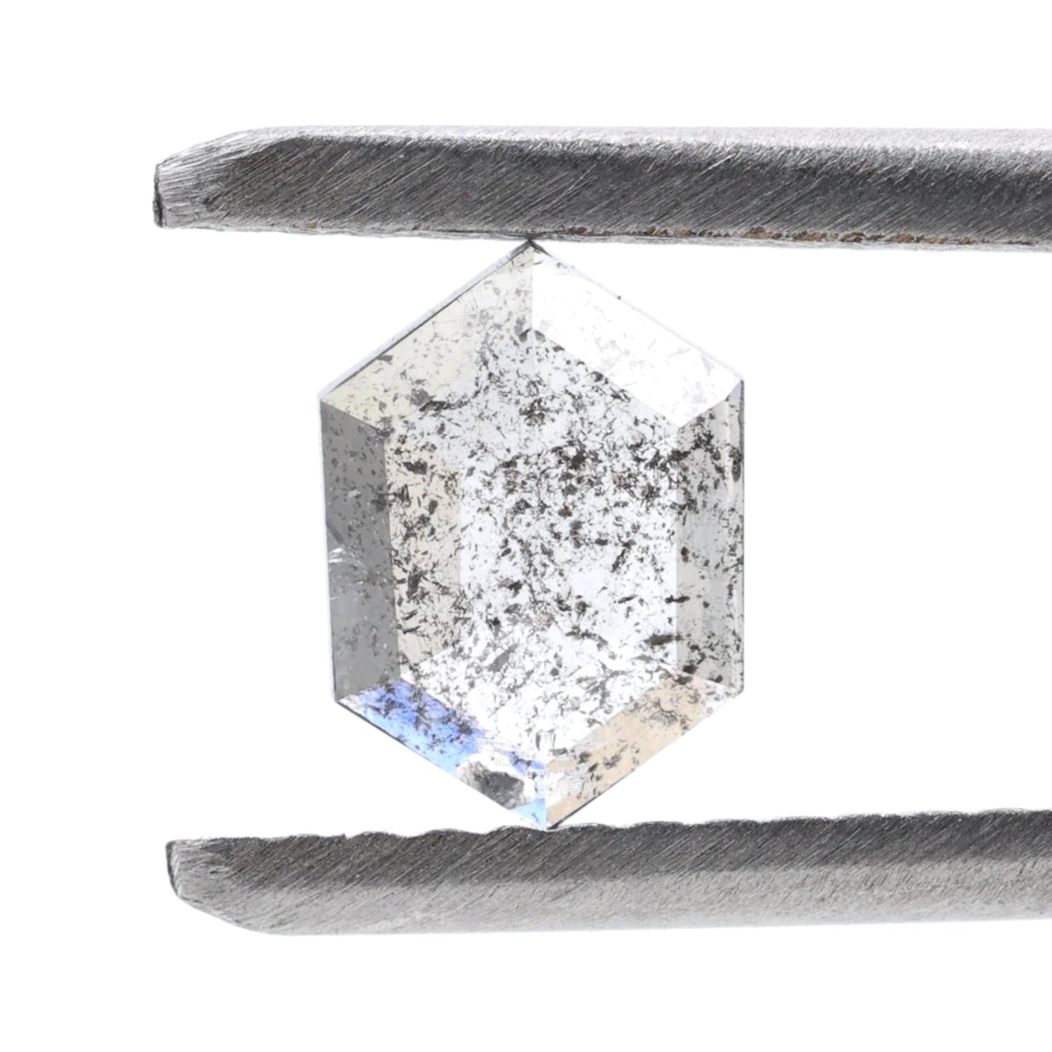 0.42 Ct Salt and Pepper Diamond, Natural Gray Hexagon Cut Loose Diamonds for Engagement Ring