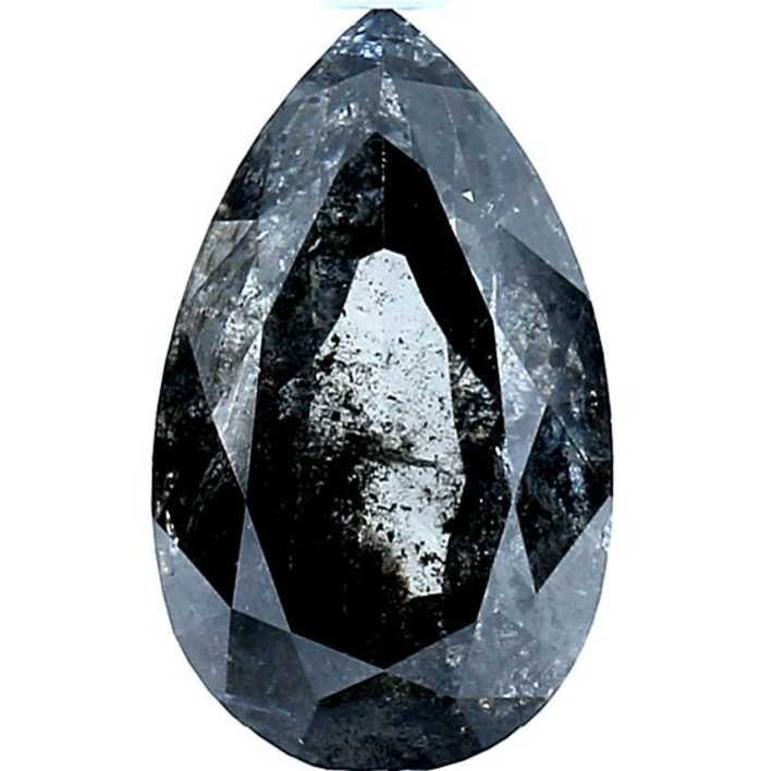 Salt and Pepper Diamond, 3.24 Ct Natural Gray Color Pear Cut Loose Diamond for Engagement Ring