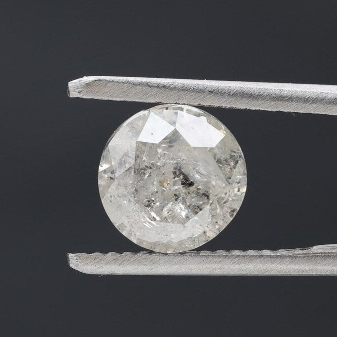 2.25 Carat Salt and Pepper Diamond, Natural Gray Round Loose Diamonds for Minimalist Engagement Ring