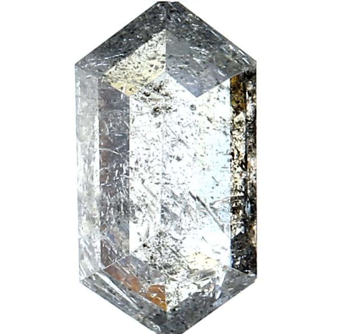 0.96 Ct Salt and Pepper Hexagon Diamond | Natural Gray Loose Diamond for Rings | Unique Rustic Earth Mined | Genuine Gray Diamond Gift For Her