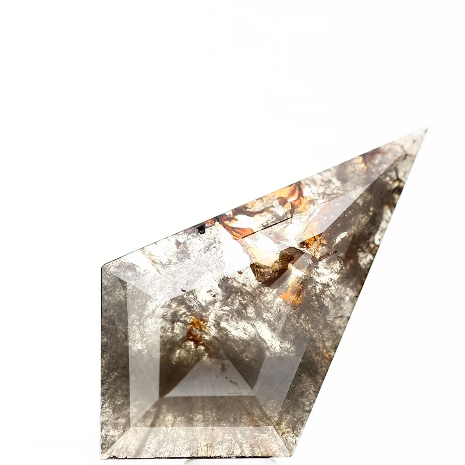 9.62 ct Salt and Pepper Diamond, Natural Brown Red Color Kite Cut Loose Diamond for Jewelry