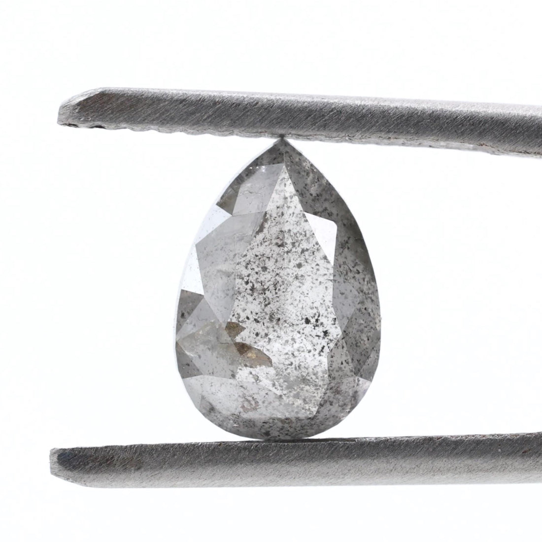 1.57 Ct Salt and Pepper Diamond, Natural Gray Color Pear Cut Loose Diamonds for Engagement Ring