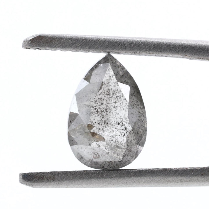 1.57 Ct Salt and Pepper Diamond, Natural Gray Color Pear Cut Loose Diamonds for Engagement Ring