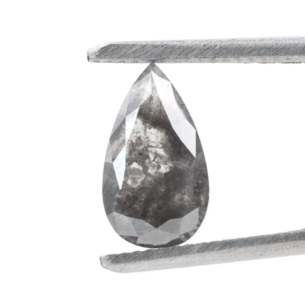 1.75 Ct Salt and Pepper Diamond, Natural Smokey Gray Color Pear Cut Loose Diamonds for Engagement Ring