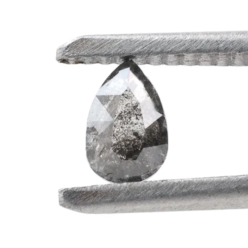 0.39 Ct Salt and Pepper Diamond, Natural Gray Color Pear Cut Loose Diamonds for Engagement Ring
