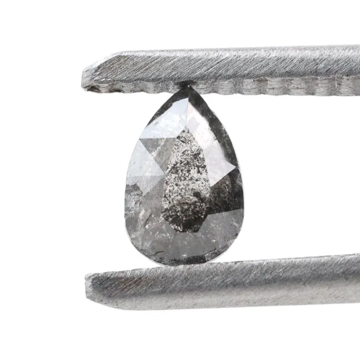 0.39 Ct Salt and Pepper Diamond, Natural Gray Color Pear Cut Loose Diamonds for Engagement Ring