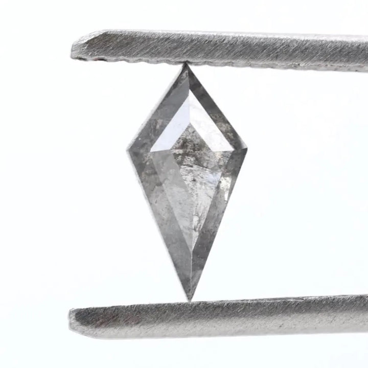 0.52 Carat Salt and Pepper Diamond, Natural Gray Kite Loose Diamonds for Engagement Ring