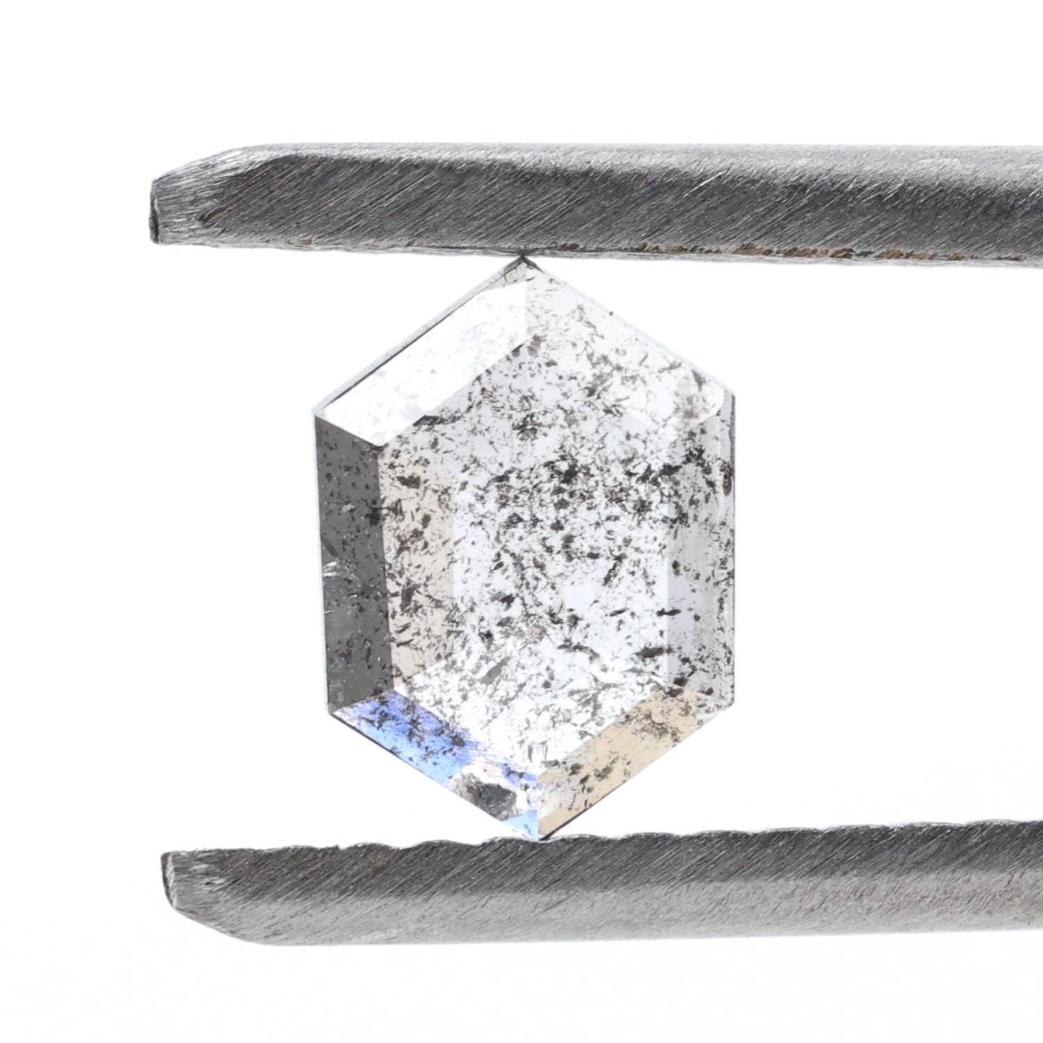 0.42 Ct Salt and Pepper Diamond, Natural Gray Hexagon Cut Loose Diamonds for Engagement Ring