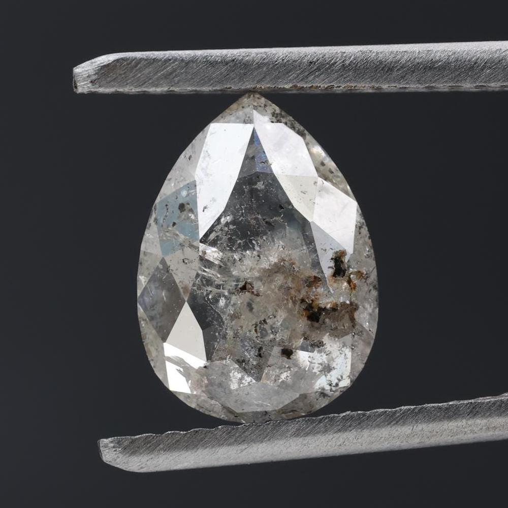 1.74 Ct Salt and Pepper Diamond, Natural Gray Color Pear Cut Loose Diamonds for Jewelry