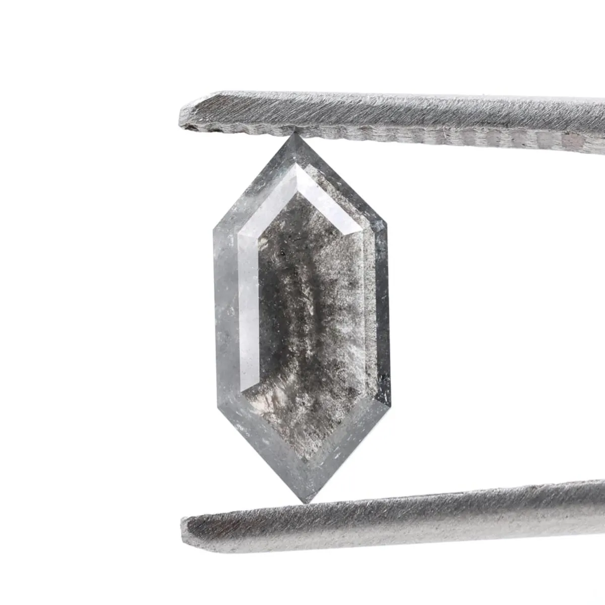 1.17 Ct Salt and Pepper Diamond, Natural Gray Color Hexagon Cut Loose Diamonds for Engagement Ring