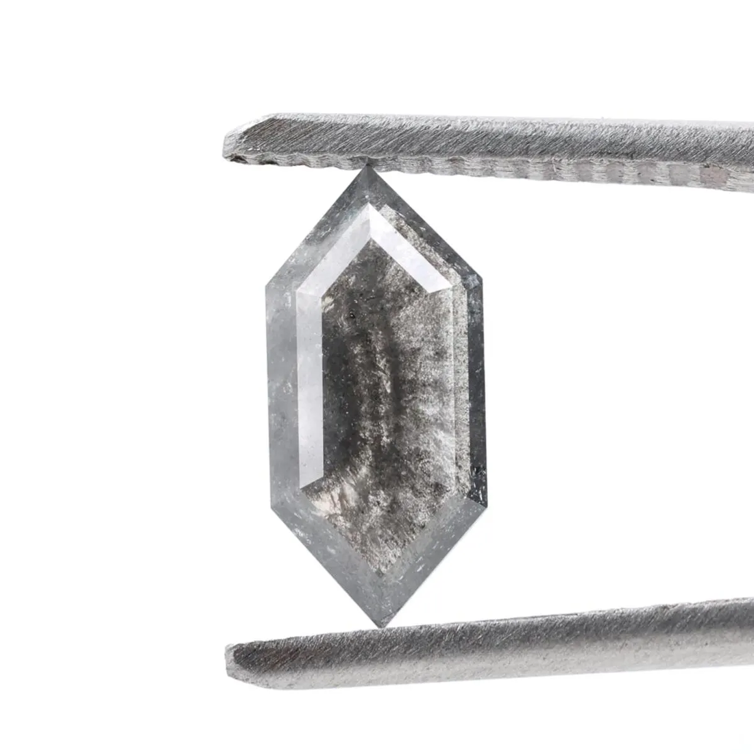 1.17 Ct Salt and Pepper Diamond, Natural Gray Color Hexagon Cut Loose Diamonds for Engagement Ring