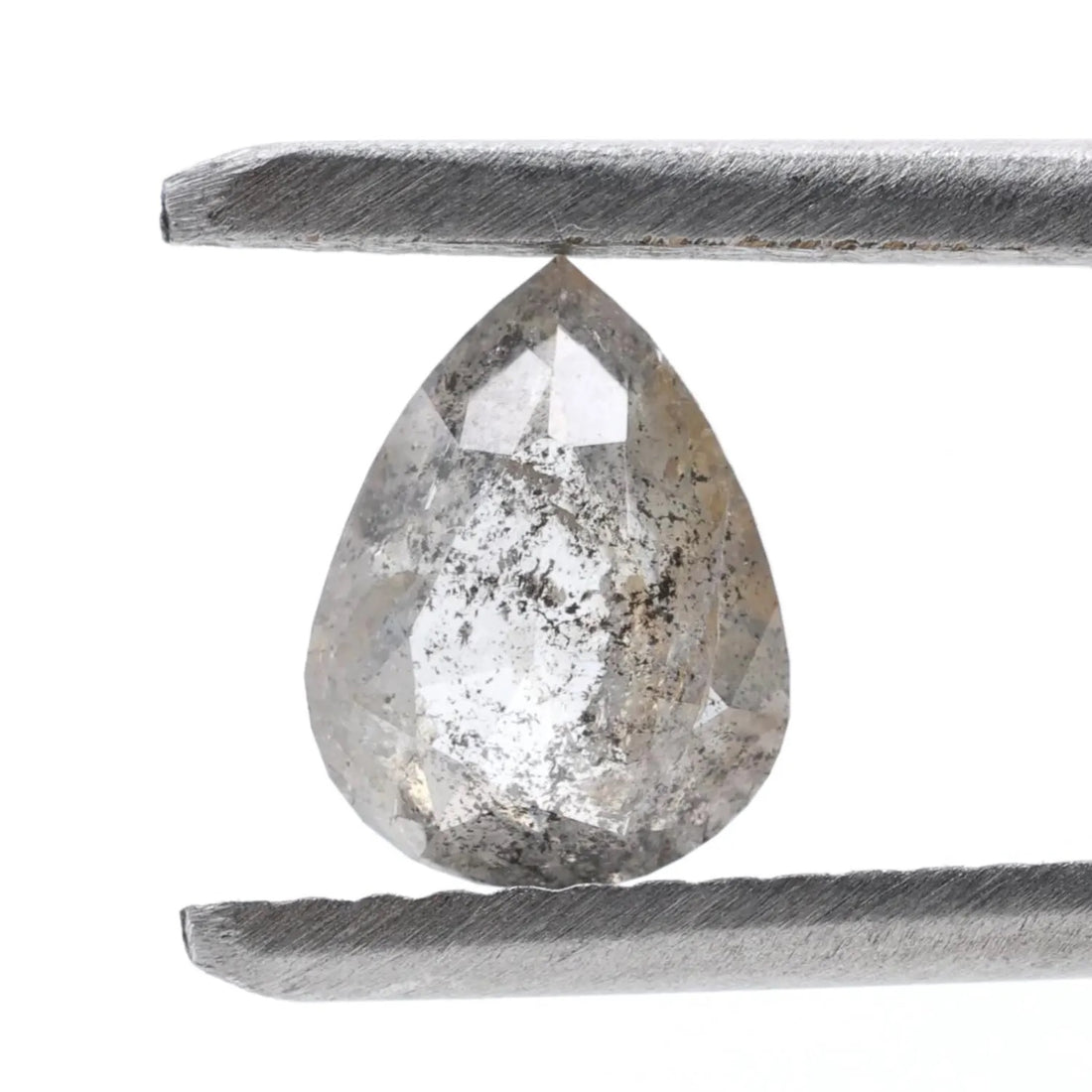 0.85 Ct Salt and Pepper Diamond, Natural Gray Color Pear Cut Loose Diamonds for Engagement Ring