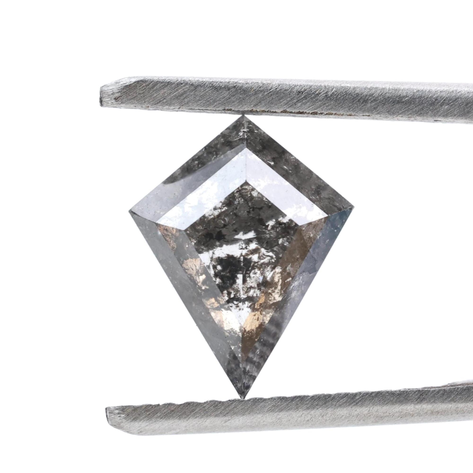 1.35 Carat Salt and Pepper Diamond, Natural Gray Kite Loose Diamonds for Engagement Ring