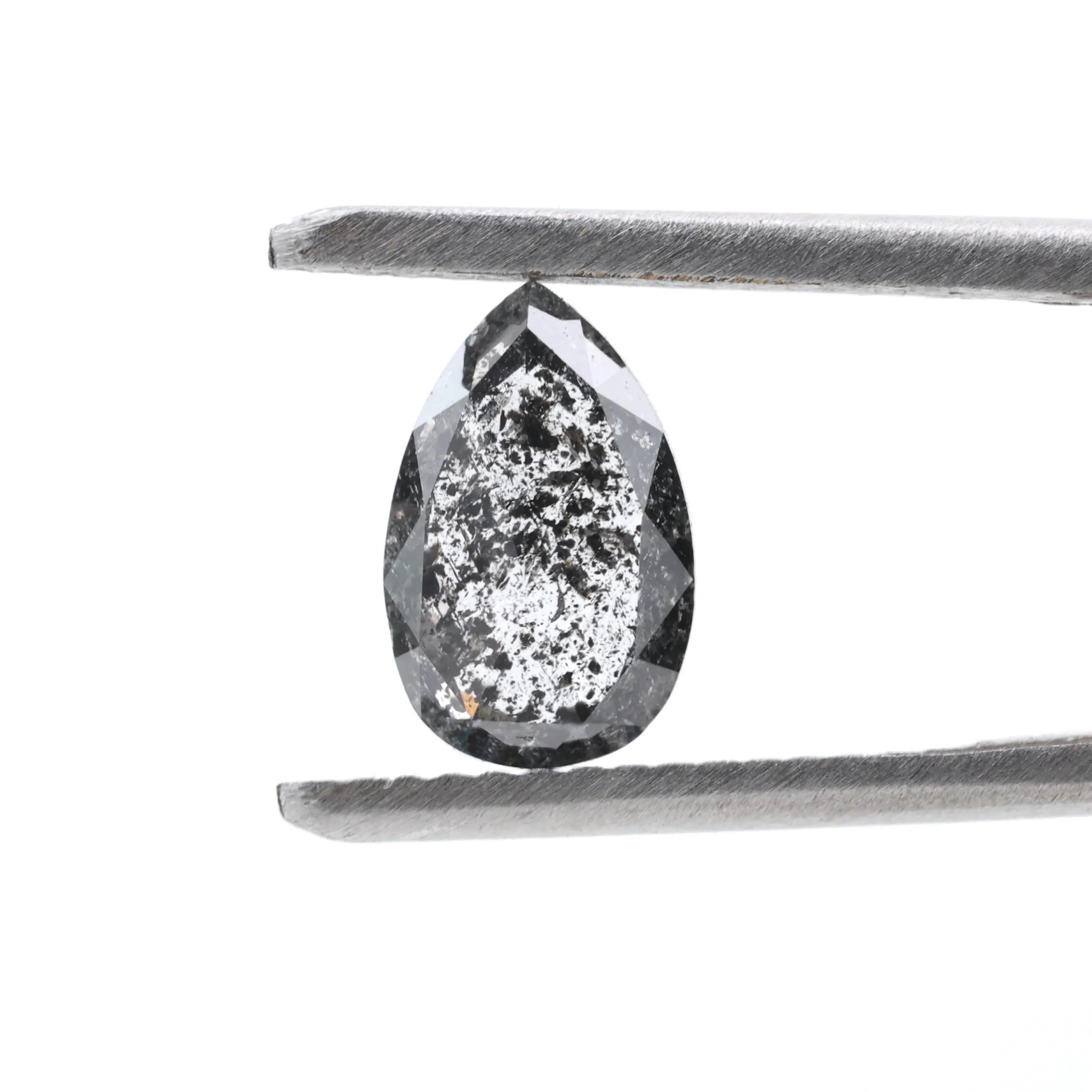 1.05 Ct Salt and Pepper Diamond, Natural Gray Pear Cut Loose Diamonds for Engagement Ring