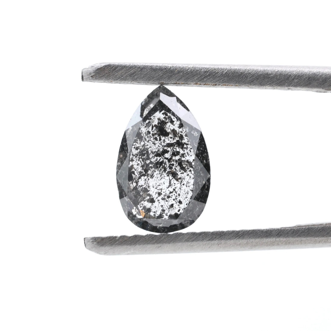 1.05 Ct Salt and Pepper Diamond, Natural Gray Pear Cut Loose Diamonds for Engagement Ring
