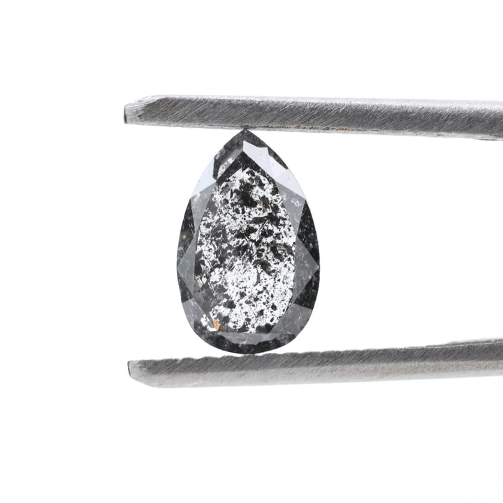 1.05 Ct Salt and Pepper Diamond, Natural Gray Pear Cut Loose Diamonds for Engagement Ring