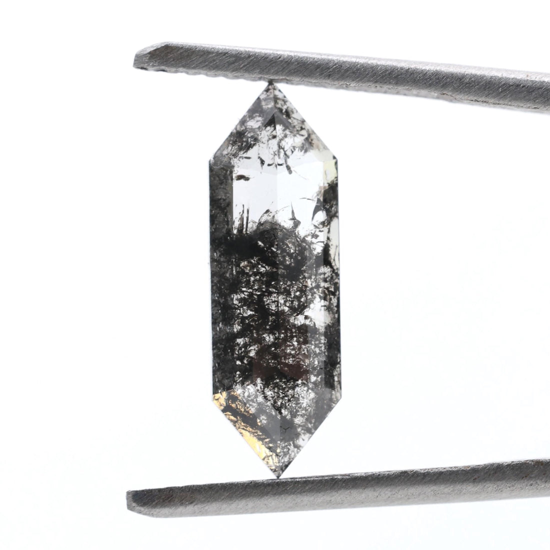 1.65 Ct Salt and Pepper Diamond, Natural Gray Hexagon Cut Loose Diamonds for Minimalist Engagement Ring