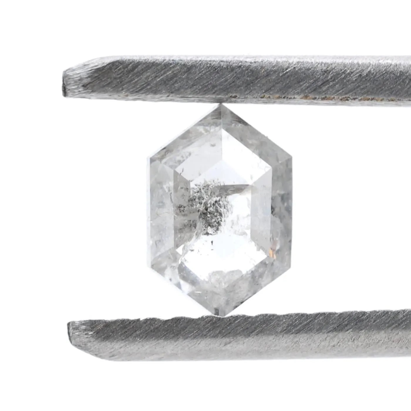 0.44 Ct Salt and Pepper Diamond, Natural Gray Hexagon Cut Loose Diamonds for Minimalist Engagement Ring