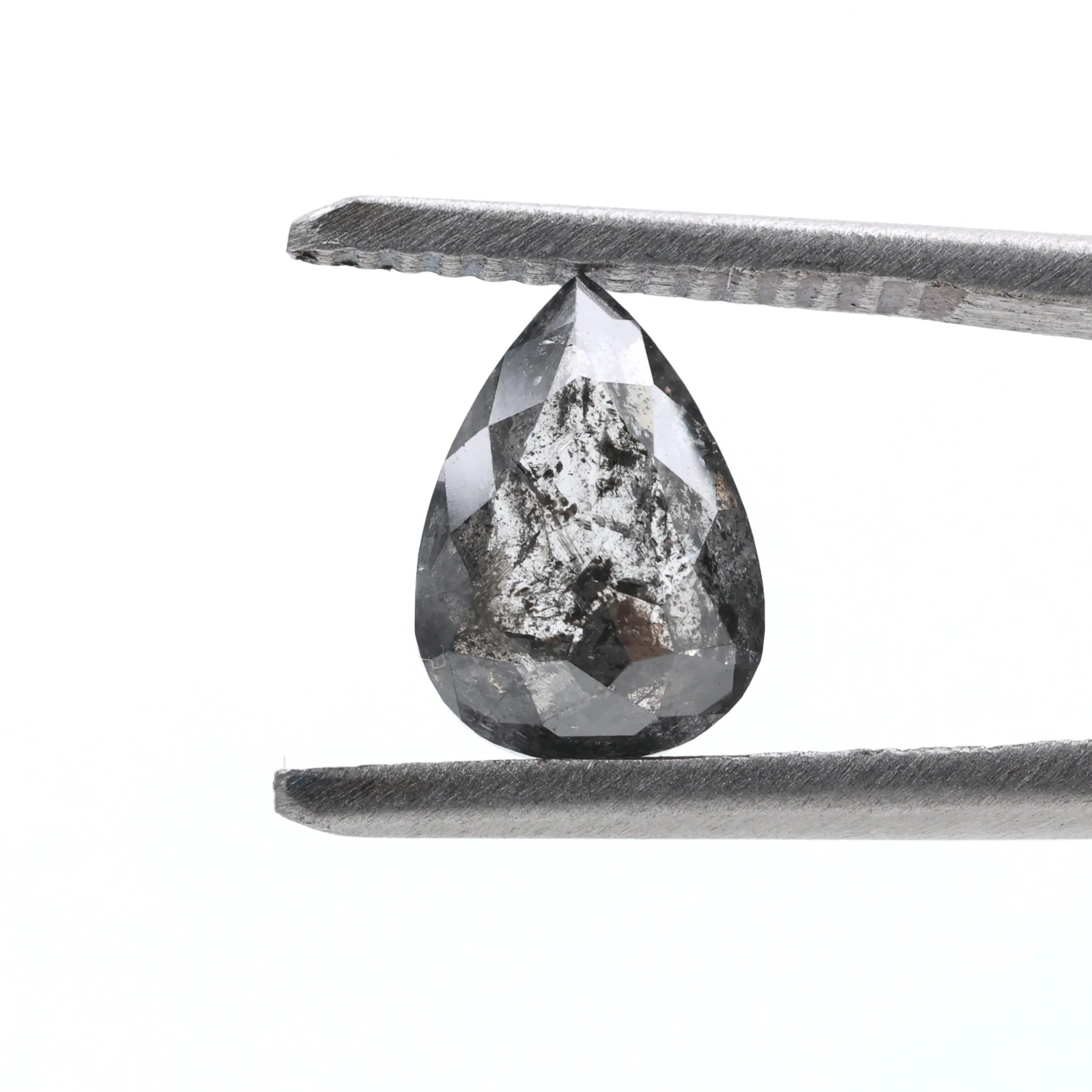 1.90 Ct Salt and Pepper Diamond, Natural Gray Color Pear Cut Loose Diamonds for Engagement Ring