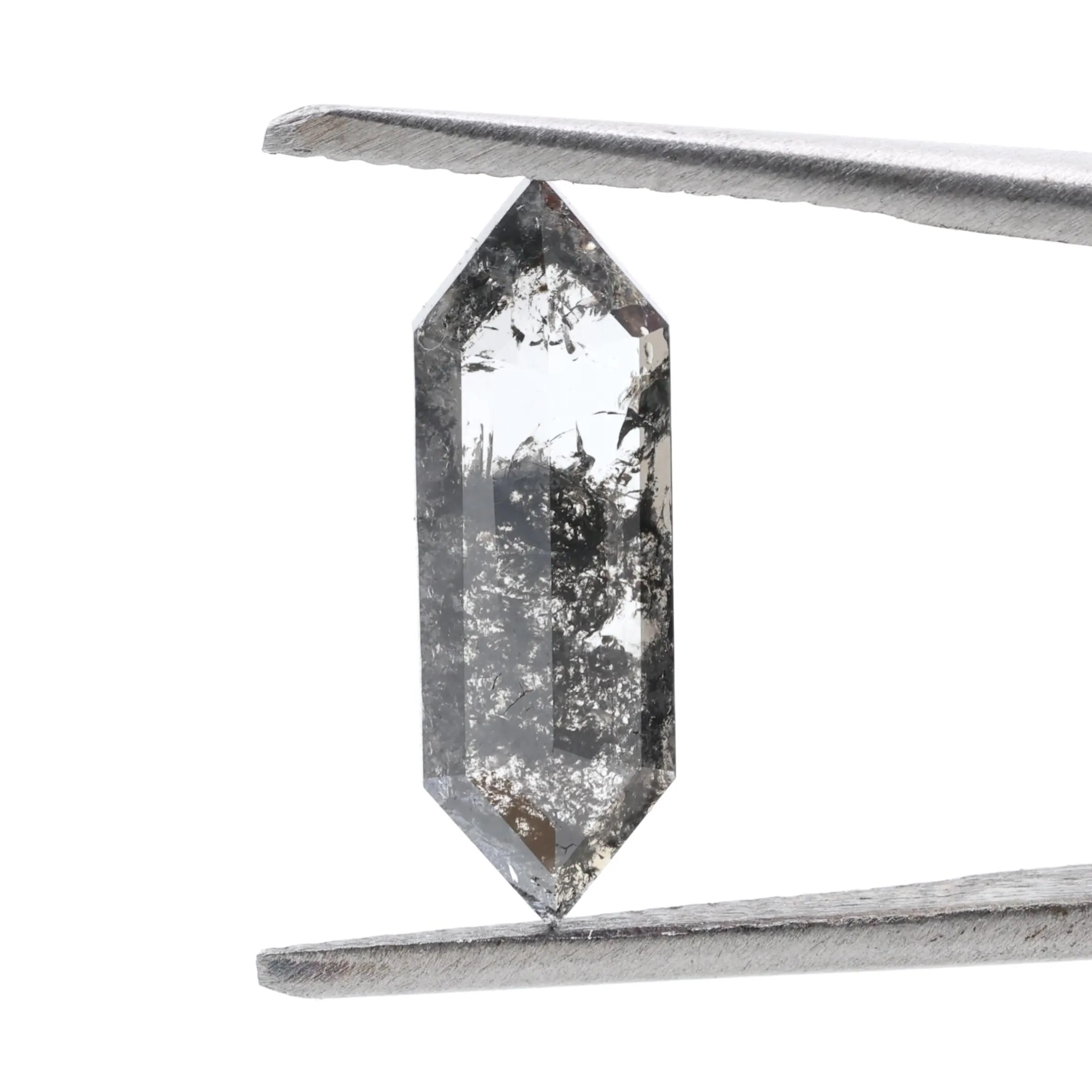1.65 Ct Salt and Pepper Diamond, Natural Gray Hexagon Cut Loose Diamonds for Minimalist Engagement Ring