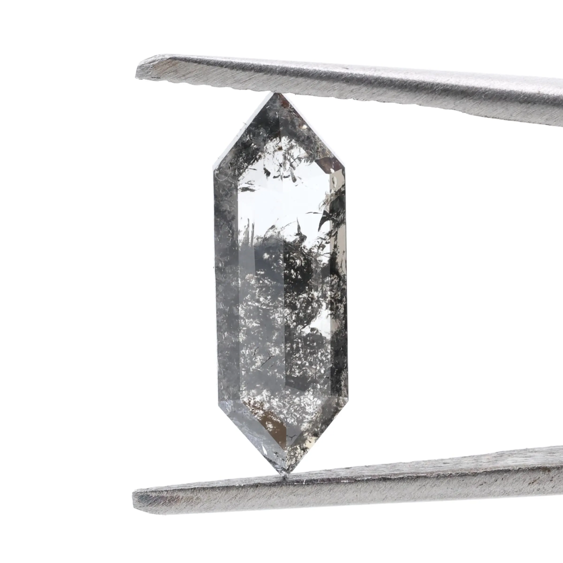 1.65 Ct Salt and Pepper Diamond, Natural Gray Hexagon Cut Loose Diamonds for Minimalist Engagement Ring