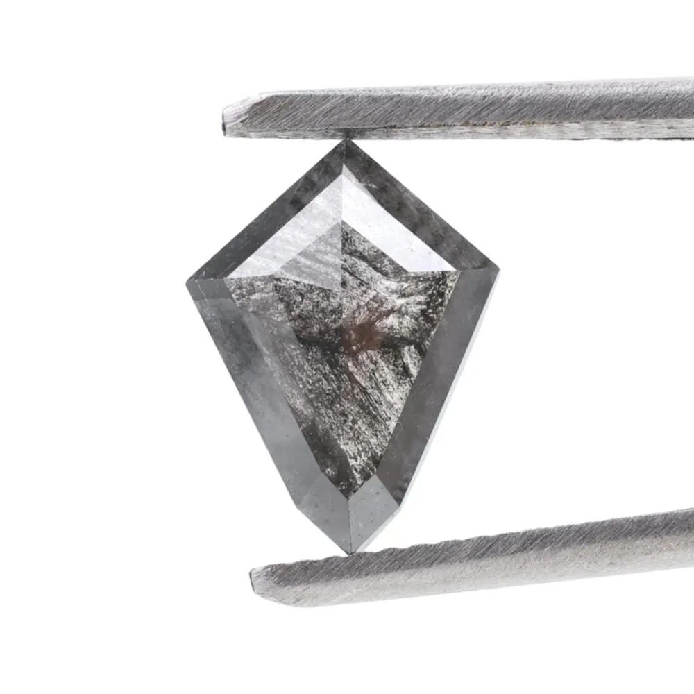 2.18 Ct Salt and Pepper Diamond, Natural Gray Smokey Kite Loose Diamonds for Engagement Ring