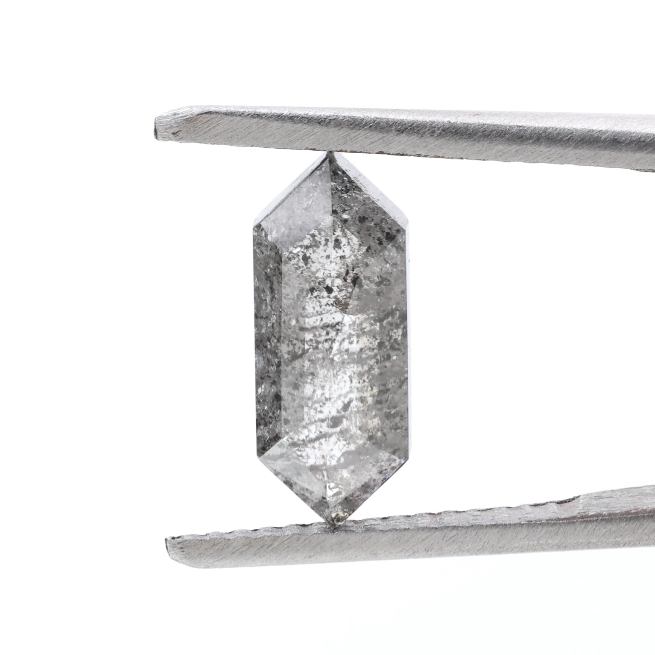 1.49 Ct Salt and Pepper Diamond, Natural Gray Hexagon Cut Loose Diamonds for Minimalist Engagement Ring