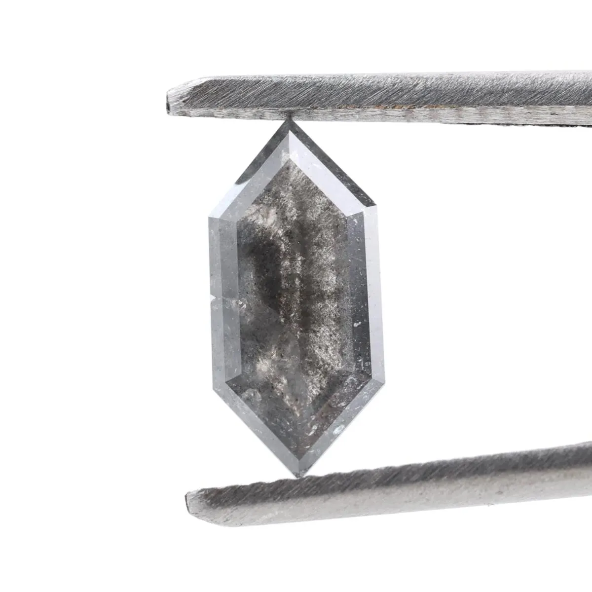 1.17 Ct Salt and Pepper Diamond, Natural Gray Color Hexagon Cut Loose Diamonds for Engagement Ring