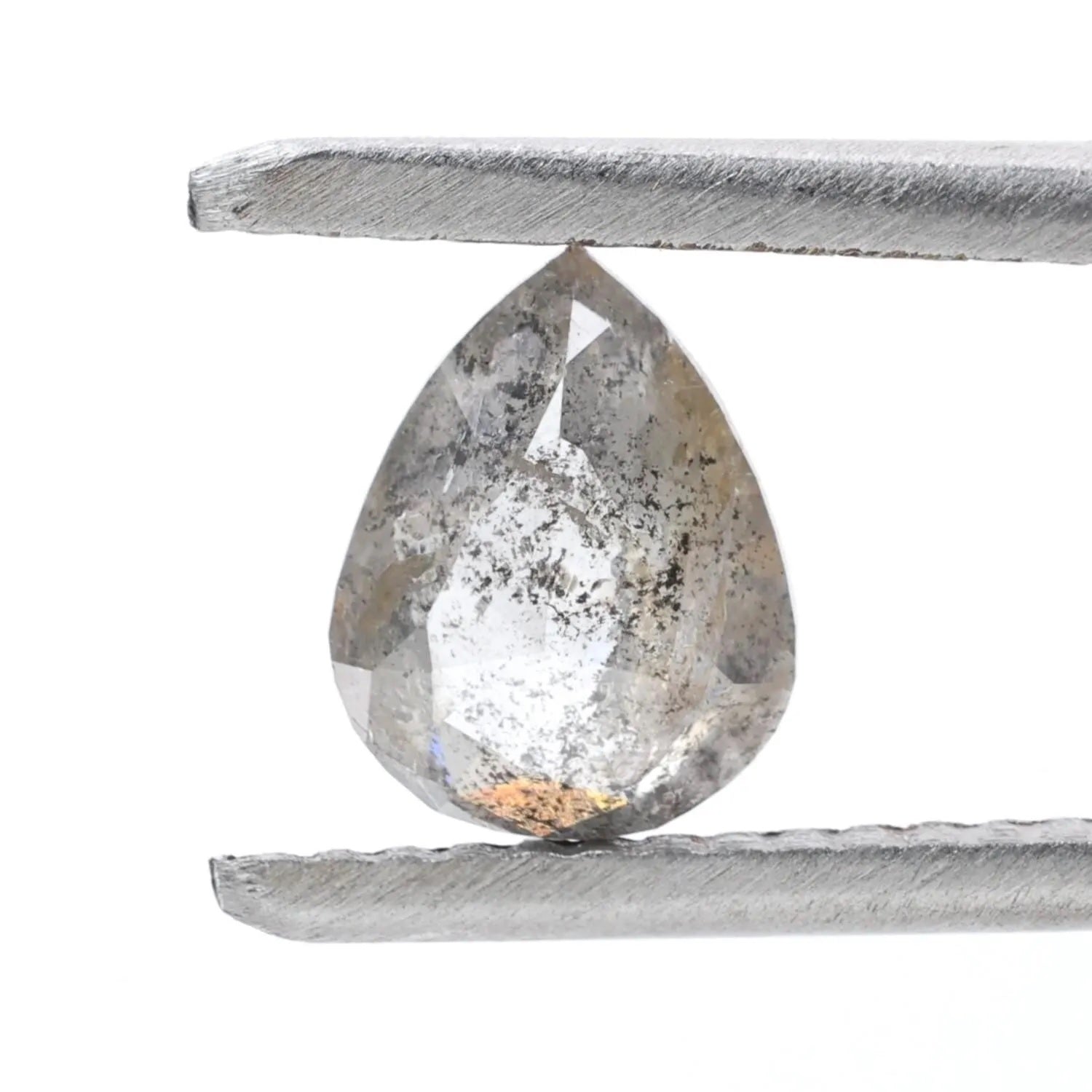 0.85 Ct Salt and Pepper Diamond, Natural Gray Color Pear Cut Loose Diamonds for Engagement Ring