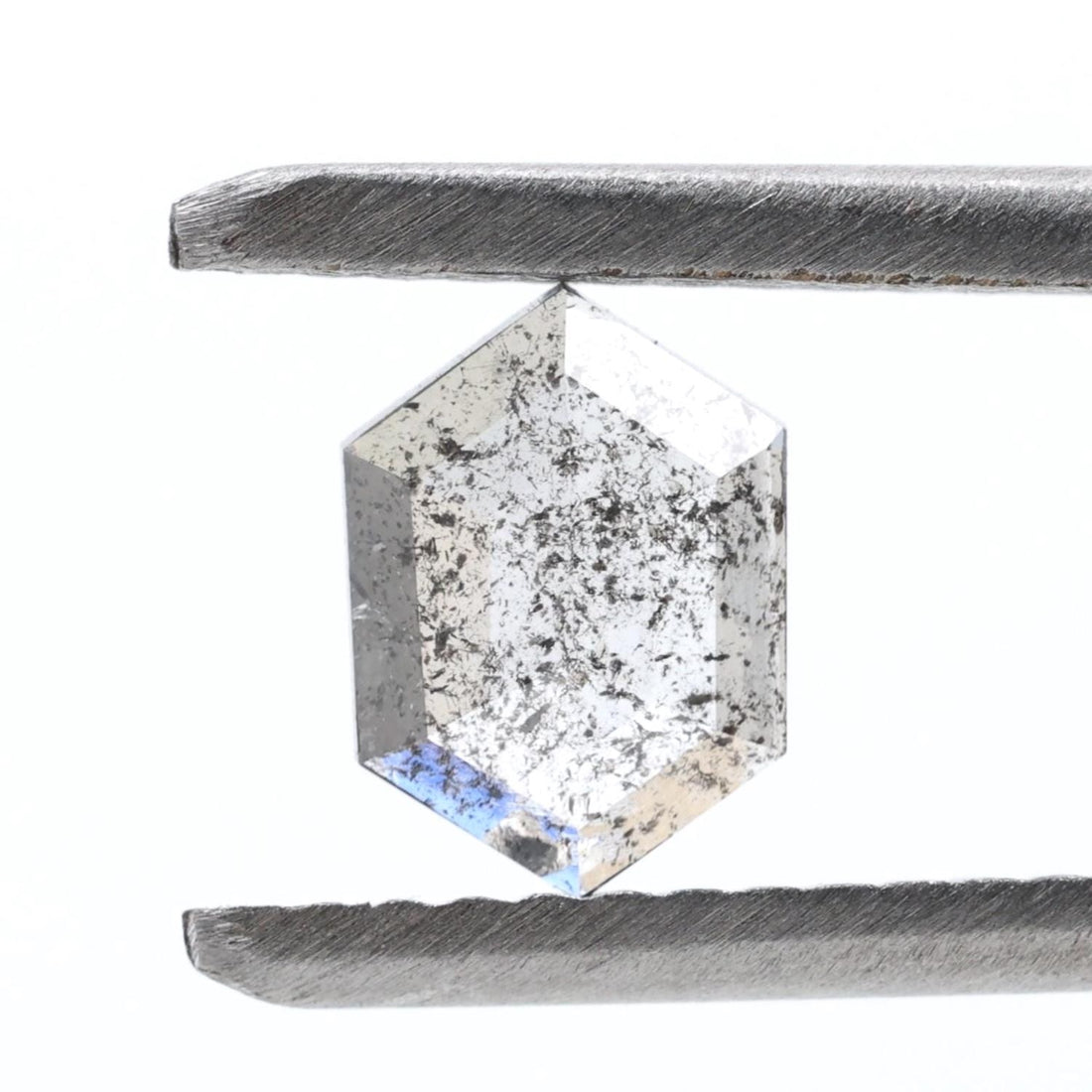 0.42 Ct Salt and Pepper Diamond, Natural Gray Hexagon Cut Loose Diamonds for Engagement Ring