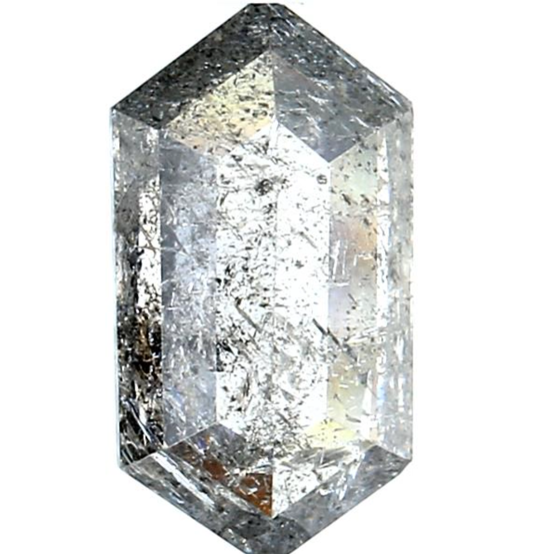 0.96 Ct Salt and Pepper Hexagon Diamond | Natural Gray Loose Diamond for Rings | Unique Rustic Earth Mined | Genuine Gray Diamond Gift For Her