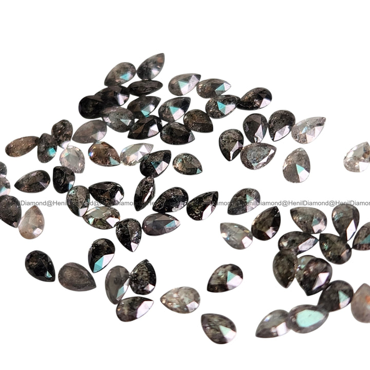 1.00 Ct Natural Salt and Pepper Pear Cut Loose Diamond 3x5 MM for Engagement Ring or Fine Jewelry