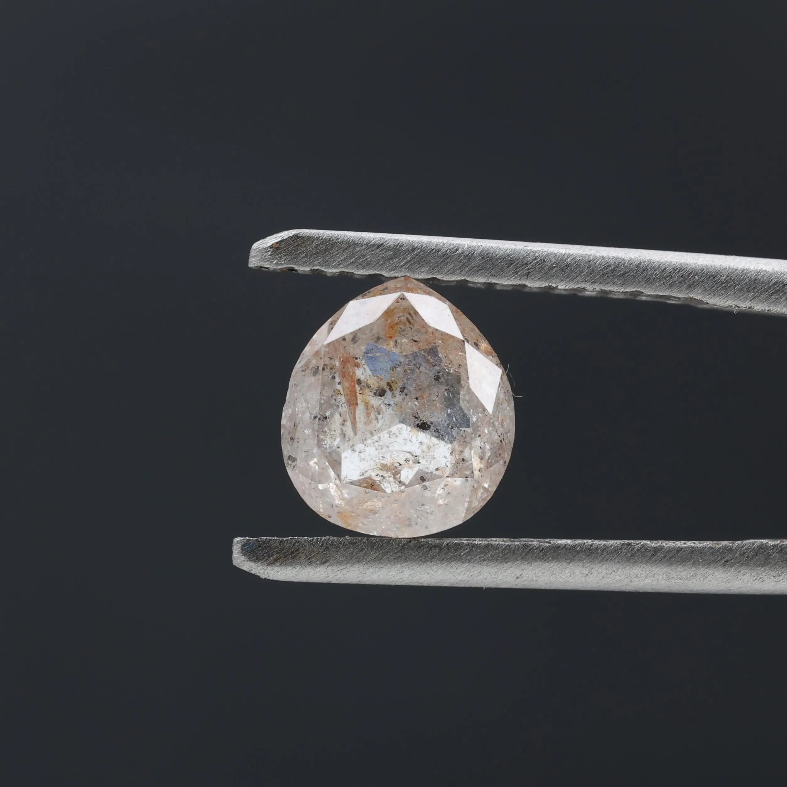 1.47 Ct Salt and Pepper Diamond, Natural Gray Pear Cut Loose Diamonds for Engagement Ring