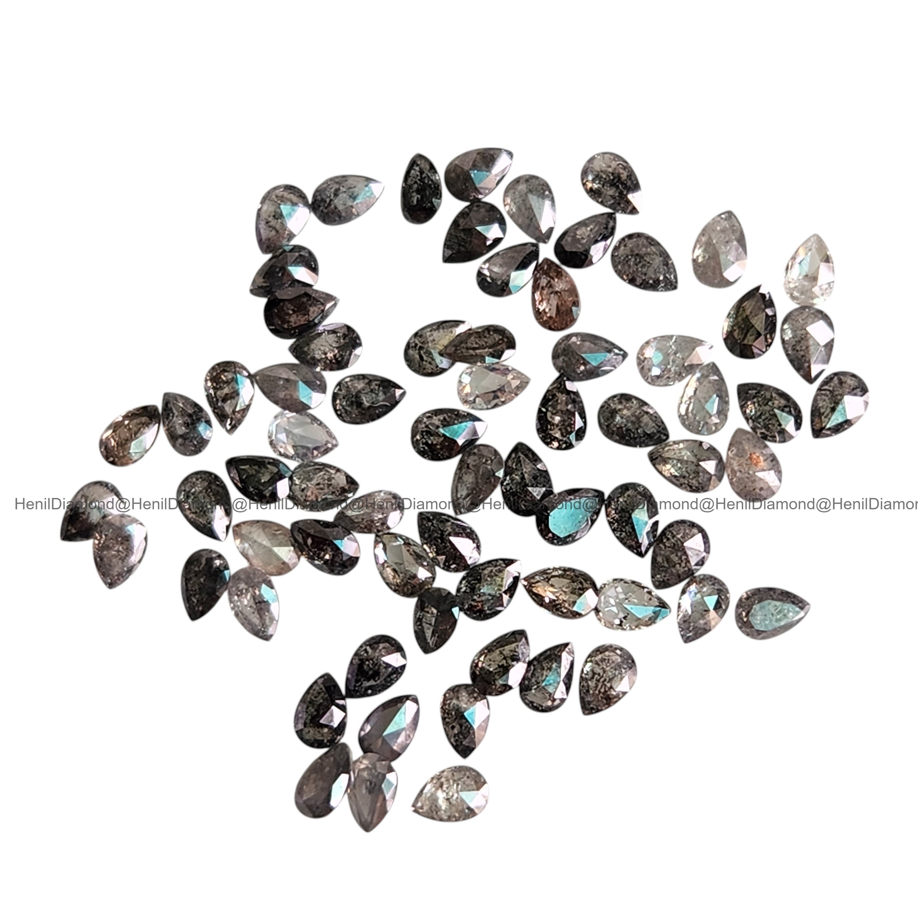 1.00 Ct Natural Salt and Pepper Pear Cut Loose Diamond 3x5 MM for Engagement Ring or Fine Jewelry