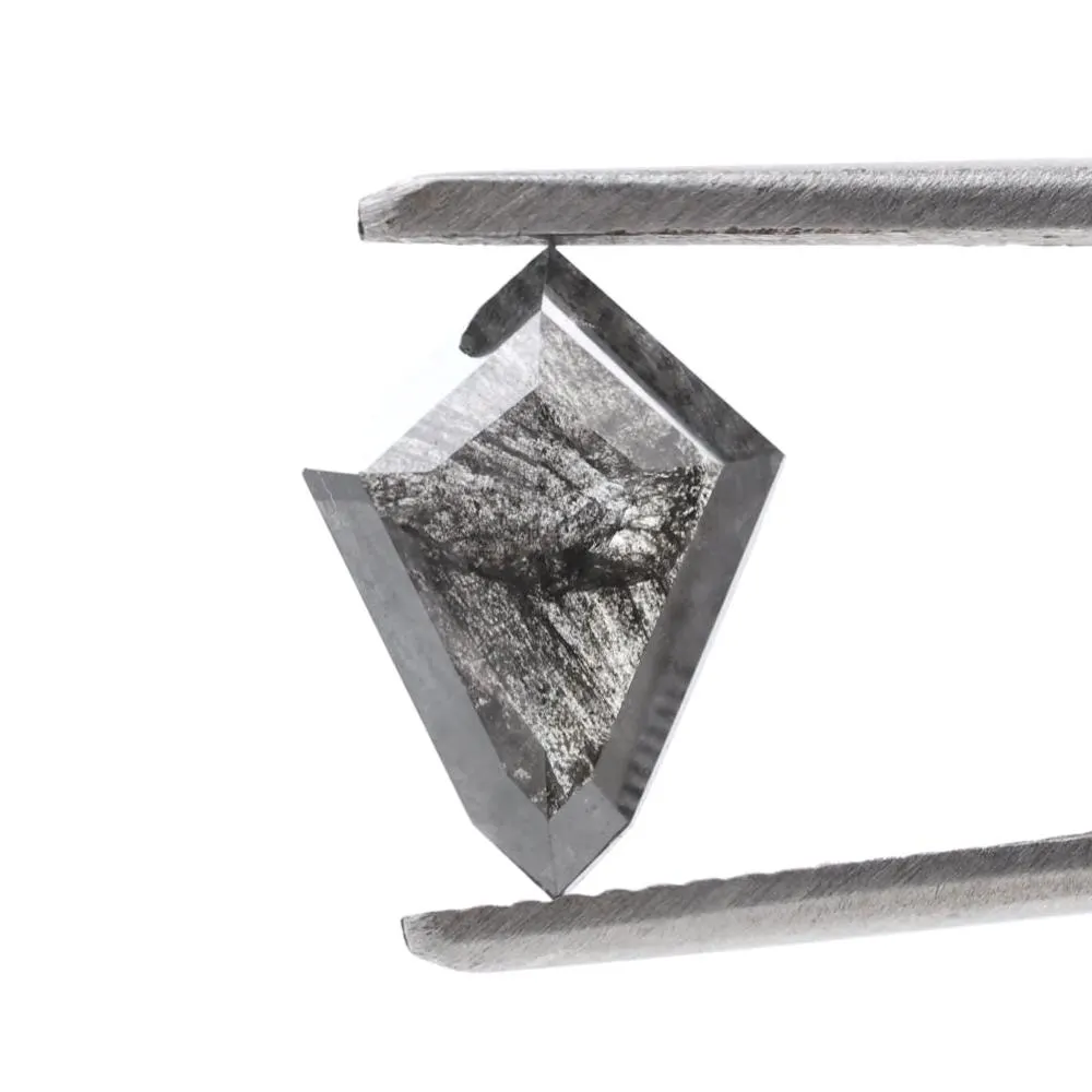 2.18 Ct Salt and Pepper Diamond, Natural Gray Smokey Kite Loose Diamonds for Engagement Ring