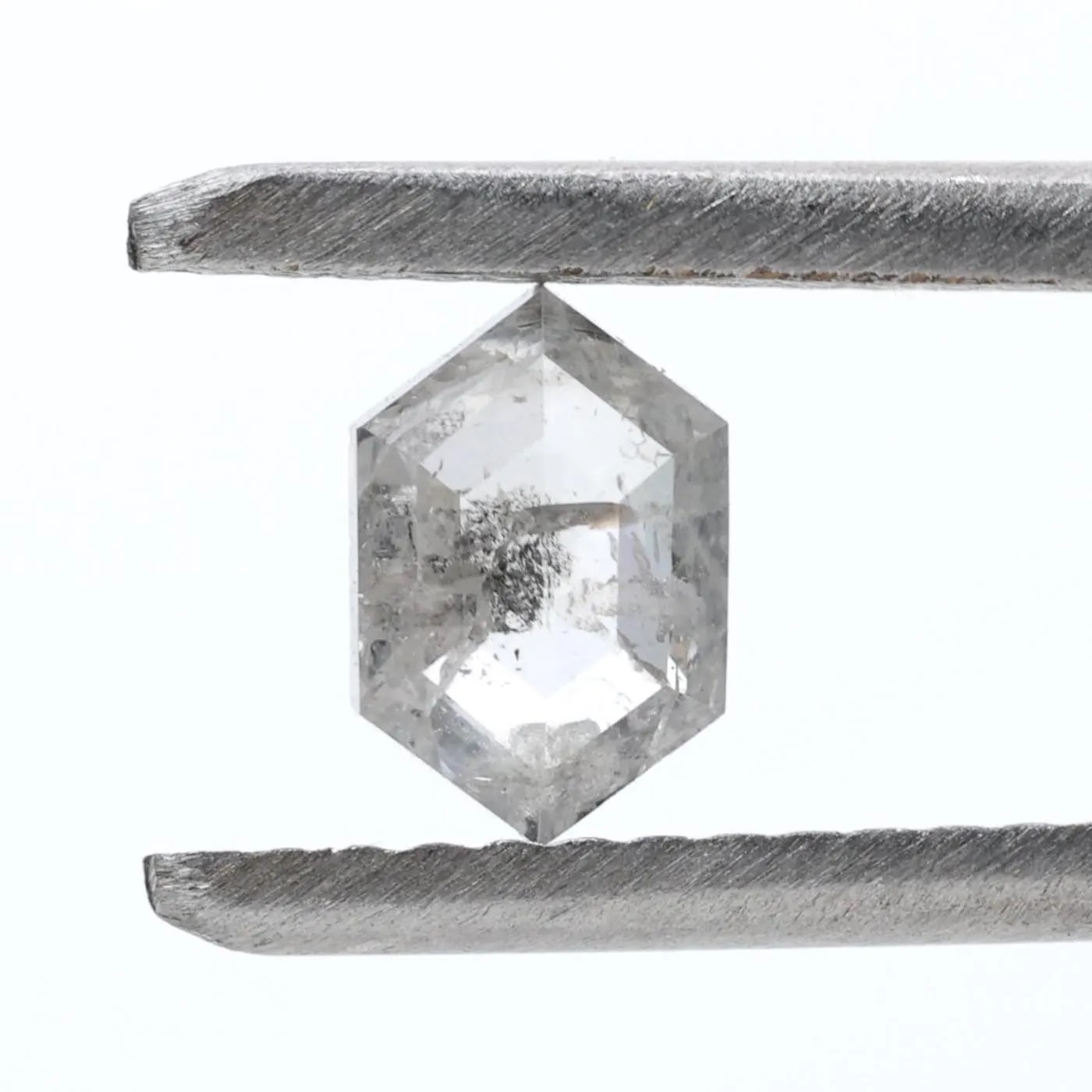 0.44 Ct Salt and Pepper Diamond, Natural Gray Hexagon Cut Loose Diamonds for Minimalist Engagement Ring