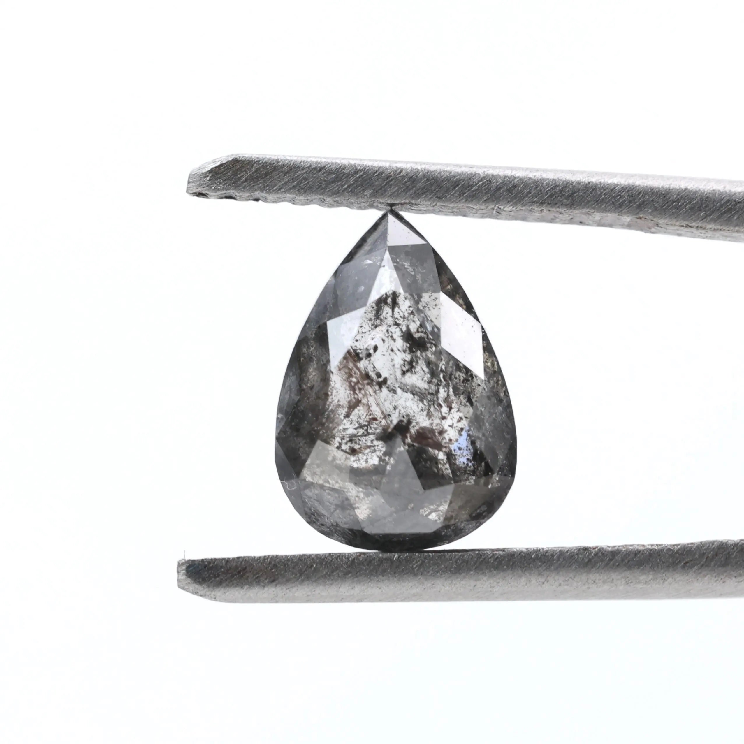 1.90 Ct Salt and Pepper Diamond, Natural Gray Color Pear Cut Loose Diamonds for Engagement Ring
