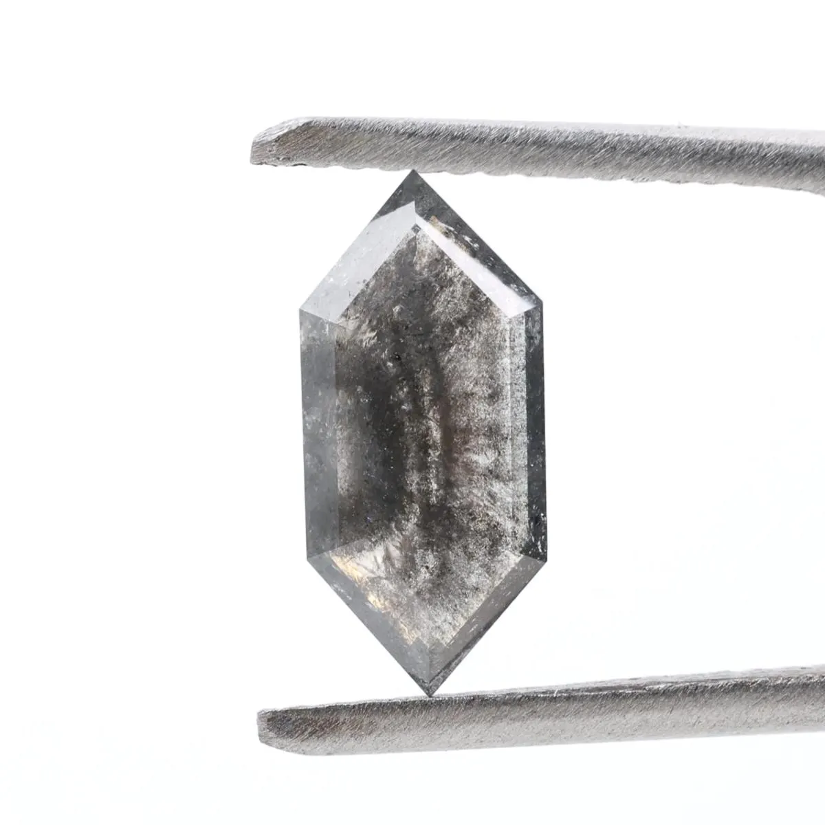 1.17 Ct Salt and Pepper Diamond, Natural Gray Color Hexagon Cut Loose Diamonds for Engagement Ring