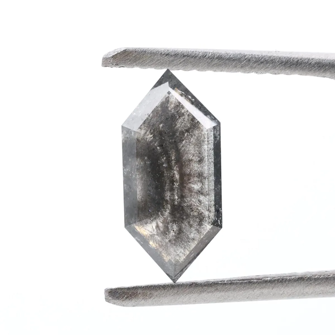 1.17 Ct Salt and Pepper Diamond, Natural Gray Color Hexagon Cut Loose Diamonds for Engagement Ring