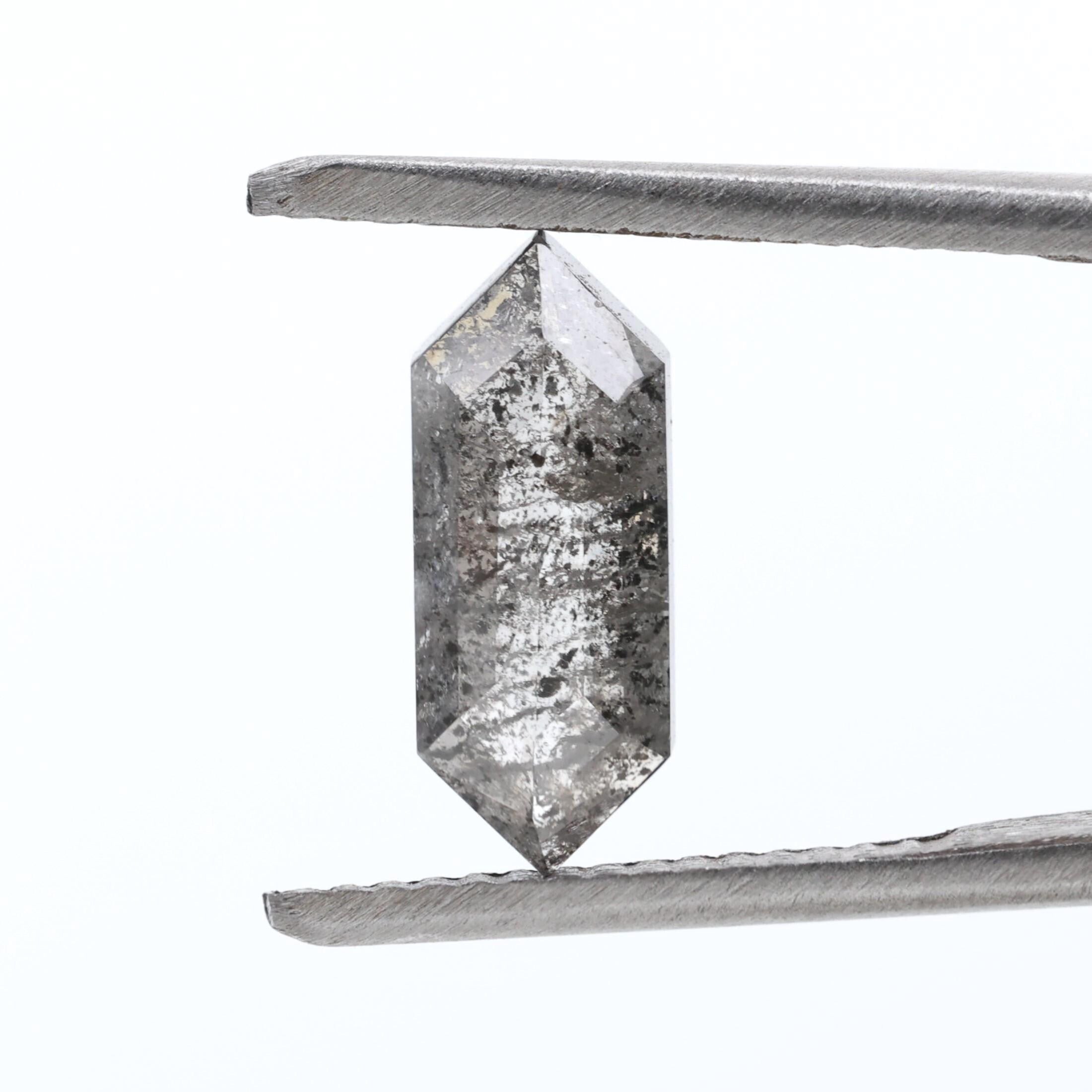 1.49 Ct Salt and Pepper Diamond, Natural Gray Hexagon Cut Loose Diamonds for Minimalist Engagement Ring
