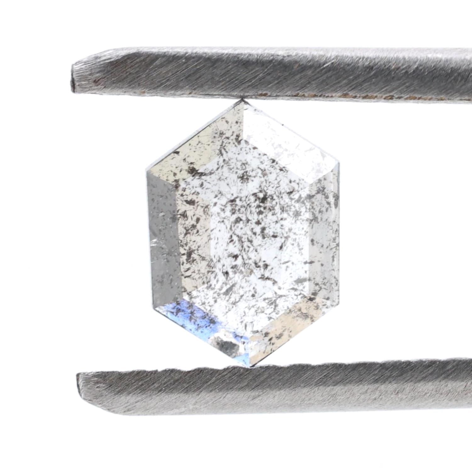 0.42 Ct Salt and Pepper Diamond, Natural Gray Hexagon Cut Loose Diamonds for Engagement Ring