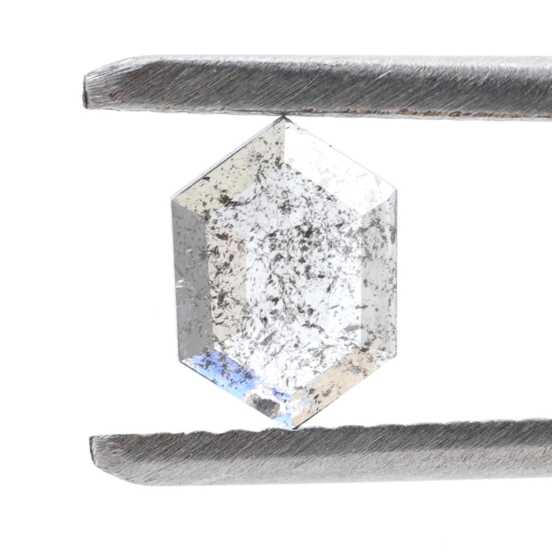 0.42 Ct Salt and Pepper Diamond, Natural Gray Hexagon Cut Loose Diamonds for Engagement Ring